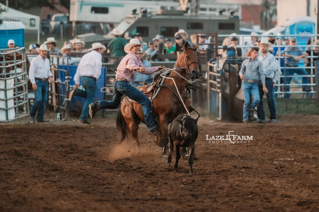 Tie Down Roping at the Cleveland Rodeo while Laze L Farm Photography takes pictures