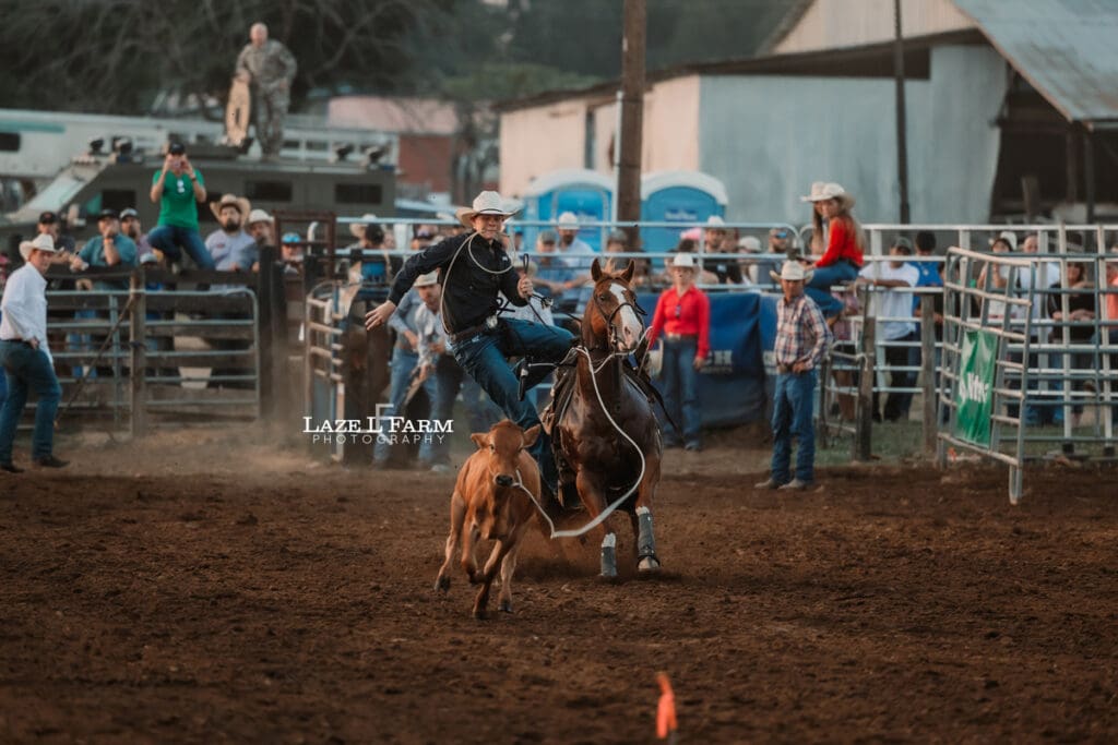 Tie Down Roping at the Cleveland Rodeo while Laze L Farm Photography takes pictures