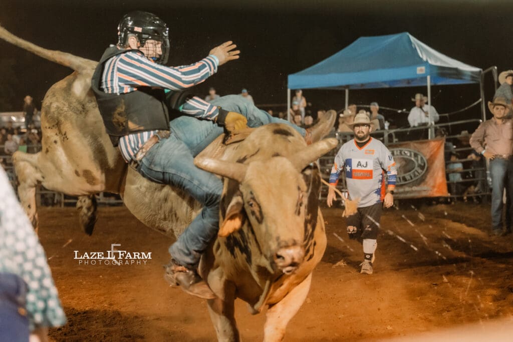 bull riding at the Cleveland Rodeo with pictures by Laze L Farm Photography
