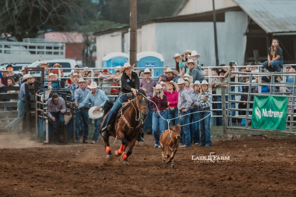 Cowgirl doing breakaway roping at the Cleveland Rodeo with pictures by Laze L Farm Photography